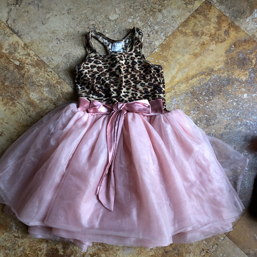 Girls cheetah pink tutu dress